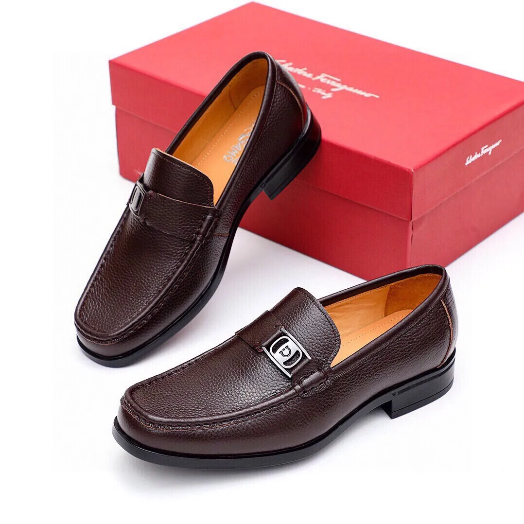 Men's shoes 💰520 💐[Ferragamo/Ferragamo] New 🐲Ferragamo* Ferragamo classic formal leather shoes! It uses imported first-layer pebbled cowhide leather upper + luxurious hardware buckle, and the inner first-layer comfortable cowhide leather lining! Original rubber outsole! Code number 38-44 (45🉑️customized)